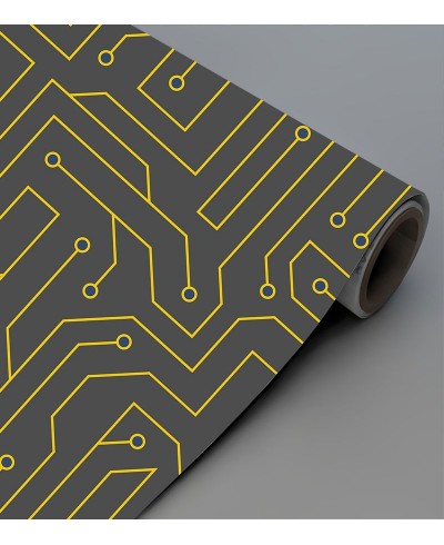 Papel de Parede Dark Gray Circuit