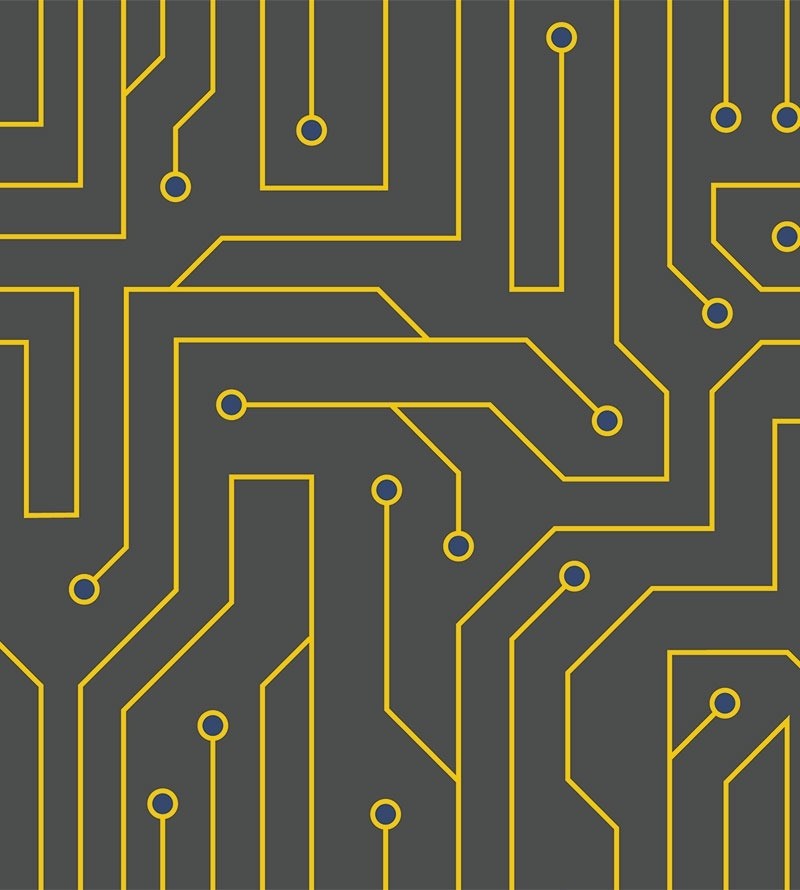 Papel de Parede Dark Gray Circuit