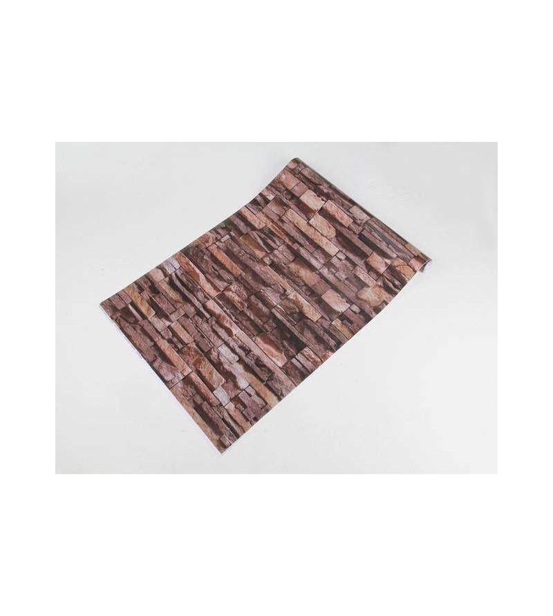 Papel de parede estilo pedras canjiquinhas em tons variados de marrom e bege - Textura 15