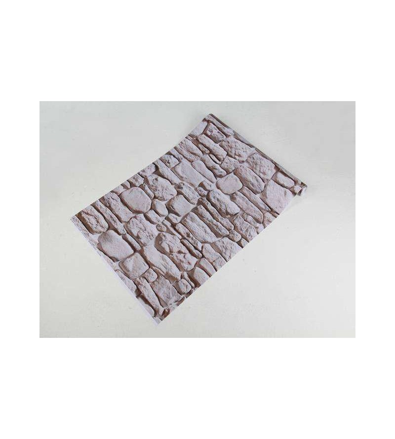 Papel de parede modelo pedras variadas em tons de cinza claro e alguns detalhes em preto - Textura 21