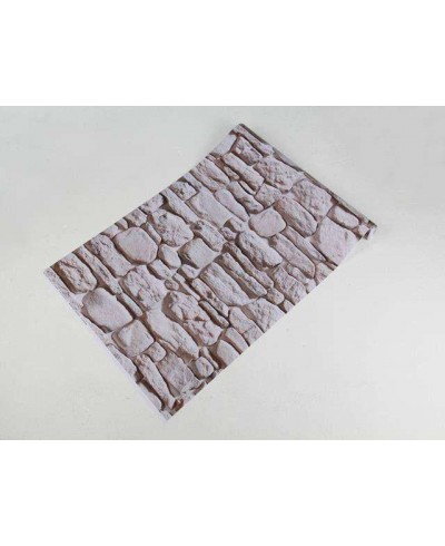 Papel de parede modelo pedras variadas em tons de cinza claro e alguns detalhes em preto - Textura 21