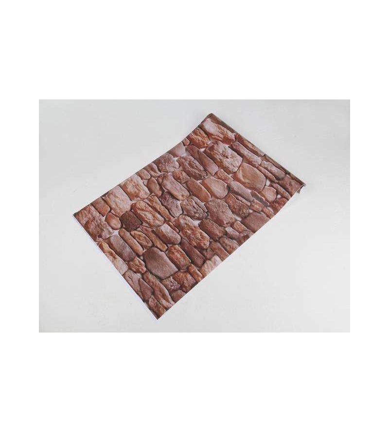 Papel de parede modelo pedras variadas, em tons de marrom, cinza e bege - Textura 23