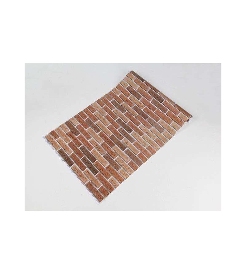 Papel de parede com tijolos em vários tons de marrom e laranja, com detalhes na cor bege - Textura 30