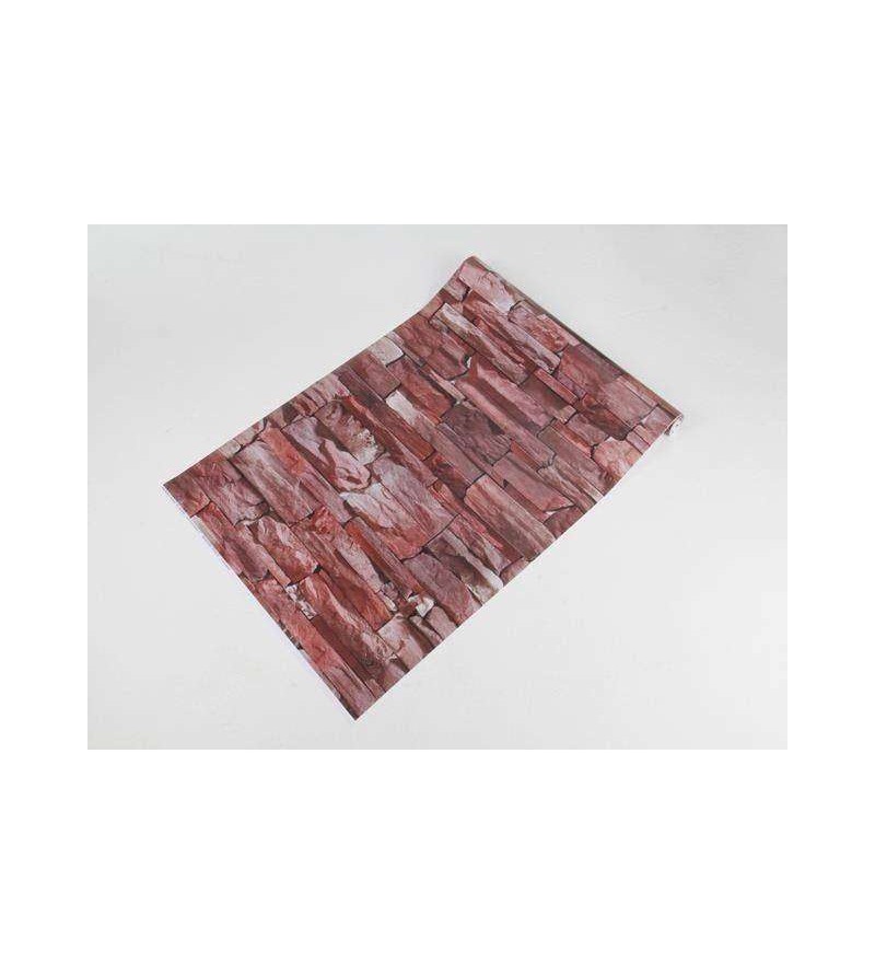 Papel de parede estilo pedras cajiquinhas em tons de marrom, vermelho e bege, com detalhes na cor cinza - Textura 42