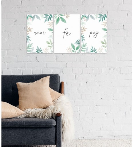 Kit Quadros Amor Fé e Paz