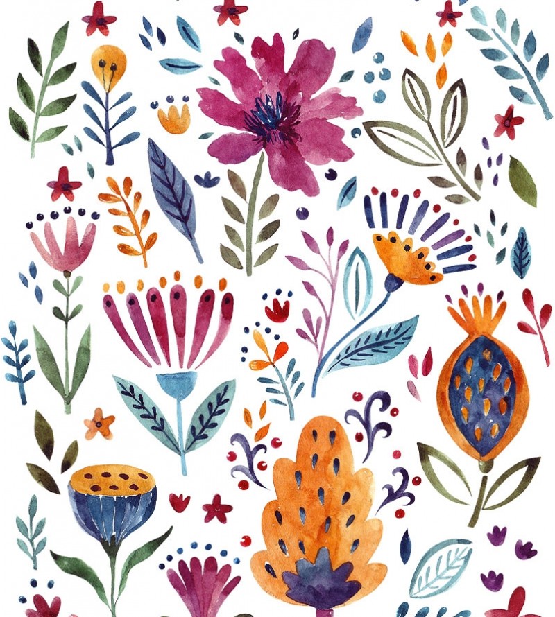 Papel De Parede Adesivo Flores Abstratas