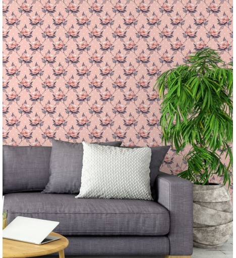 Papel De Parede Adesivo Lisianto Rosa