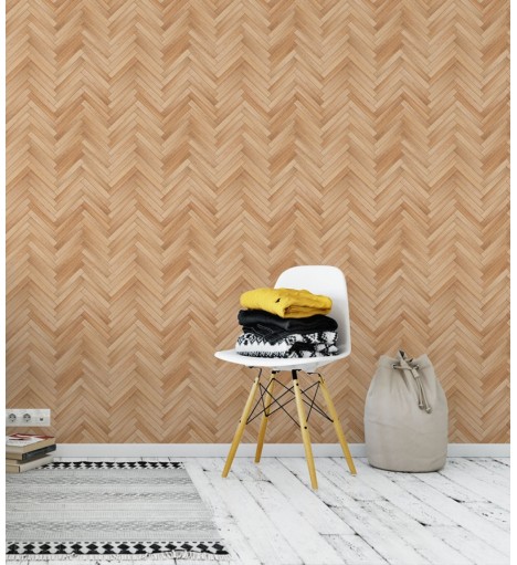 Papel De Parede Adesivo de Madeira Chevron