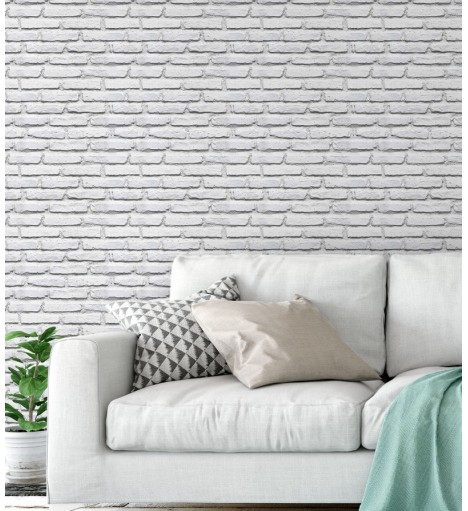 Papel De Parede Adesivo Tijolo Avista Branco