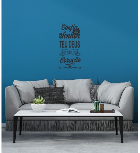 Adesivo autocolante "Confia no Senhor teu Deus de todo seu coração"