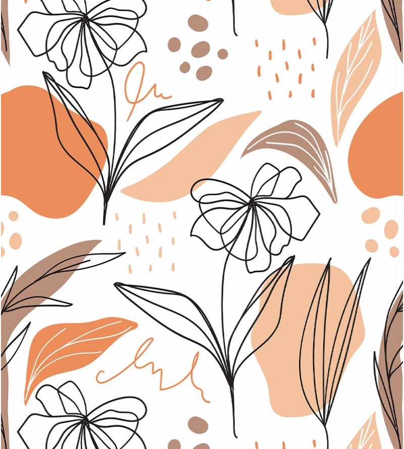 Papel De Parede Adesivo Flores Minimalistas Abstratas