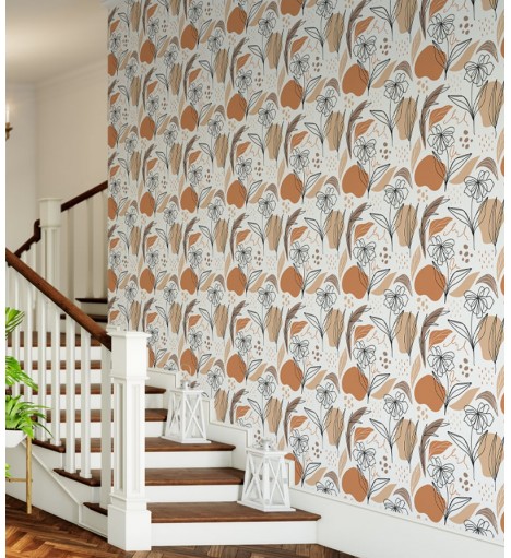 Papel De Parede Adesivo Flores Minimalistas Abstratas