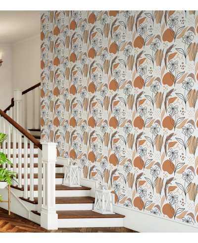 Papel De Parede Adesivo Flores Minimalistas Abstratas Papel De Parede Adesivo Flores Minimalistas Abstratas