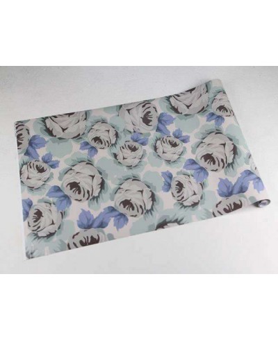 Papel de parede floral azul e verde musgo com fundo cinza Papel de parede floral azul e verde musgo com fundo cinza