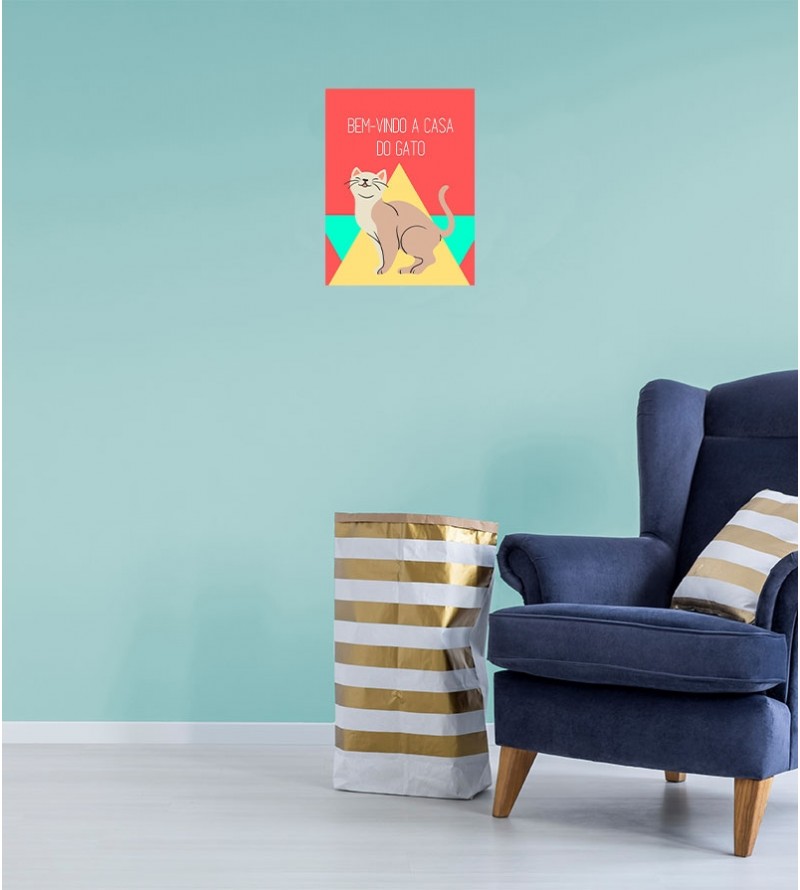 Pôster Escrito "Bem-Vindo a Casa do Gato"
