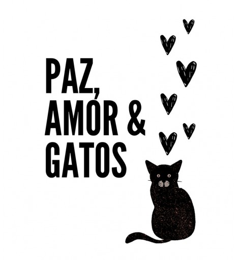 Pôster Escrito "Paz, Amor & gatos"