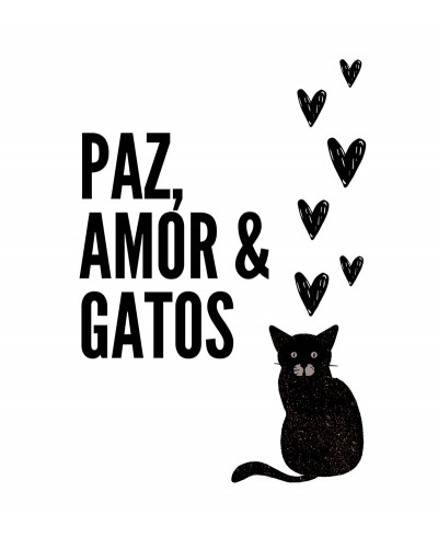 Pôster Escrito "Paz, Amor & gatos"