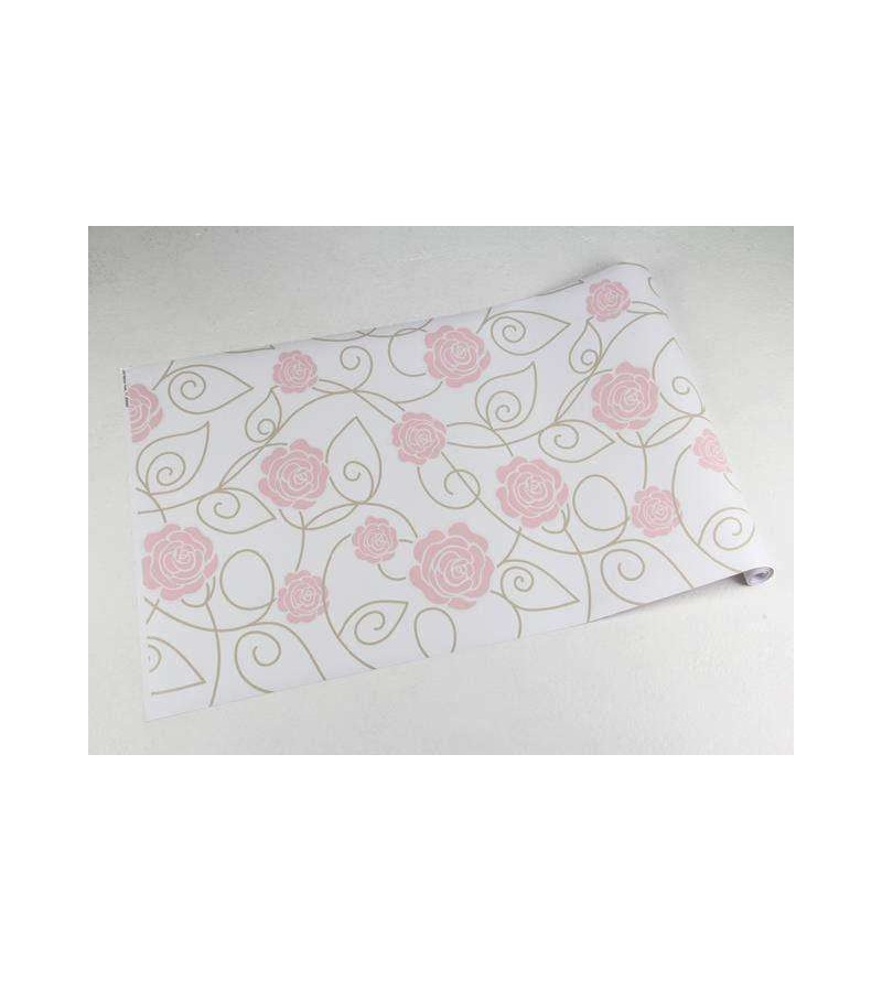 Papel de parede arranjo floral rosa com fundo branco