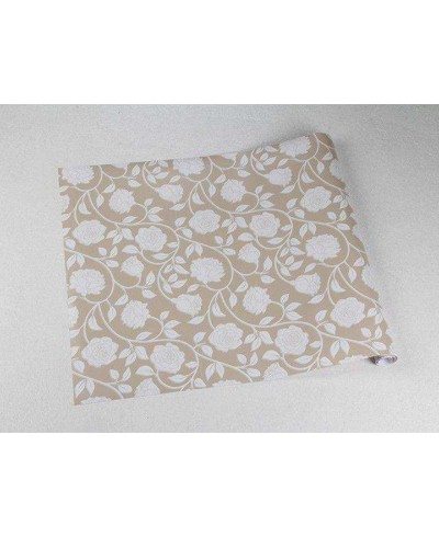 Papel de parede romântico florais brancos e fundo marrom claro Papel de parede romântico florais brancos e fundo marrom claro