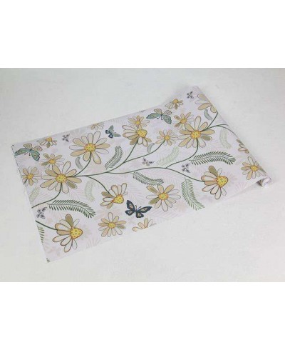 Papel de parede com fundo em bege e detalhes em verde, cinza e tons de amarelo - Teen 17 Papel de parede com fundo em bege e detalhes em verde, cinza e tons de amarelo - Teen 17