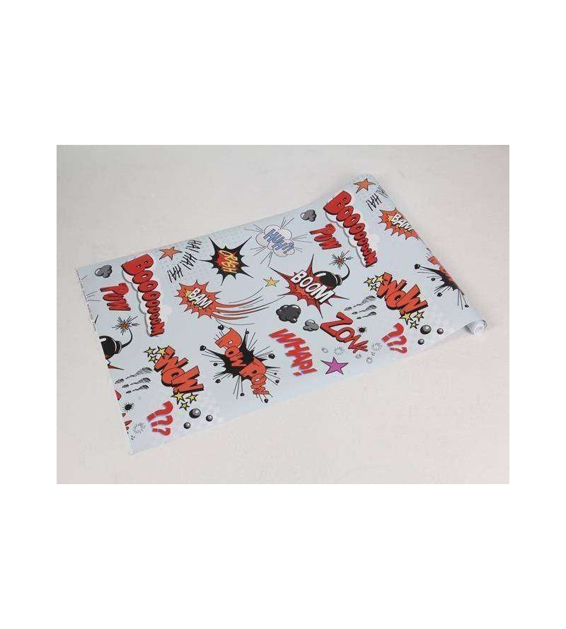 Papel de parede com fundo azul claro e detalhes em vermelho, branco, cinza, preto - Teen 35