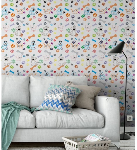 Papel De Parede Adesivo de pegadas e cachorros