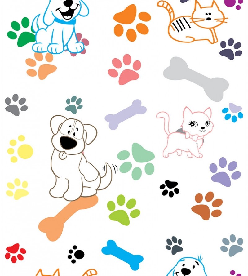 Papel De Parede Adesivo de pegadas e cachorros