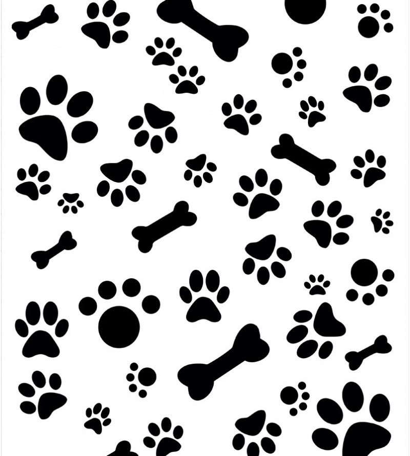 Papel De Parede Adesivo de pegadas e ossos preto e branco