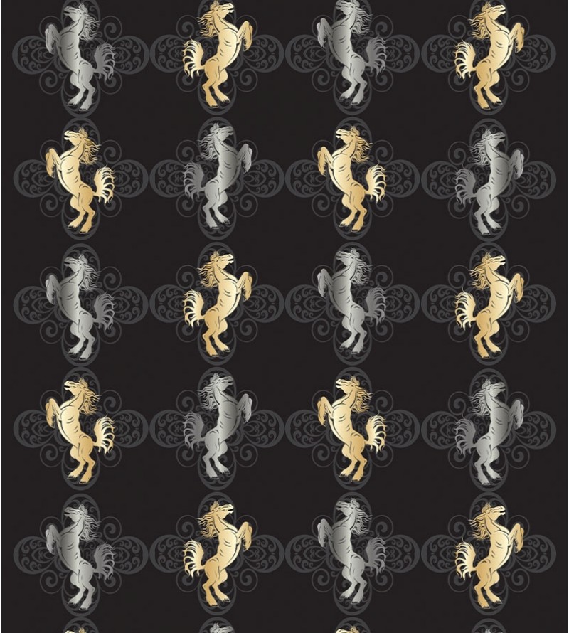 Papel De Parede Adesivo de cavalos amarelos e pratas