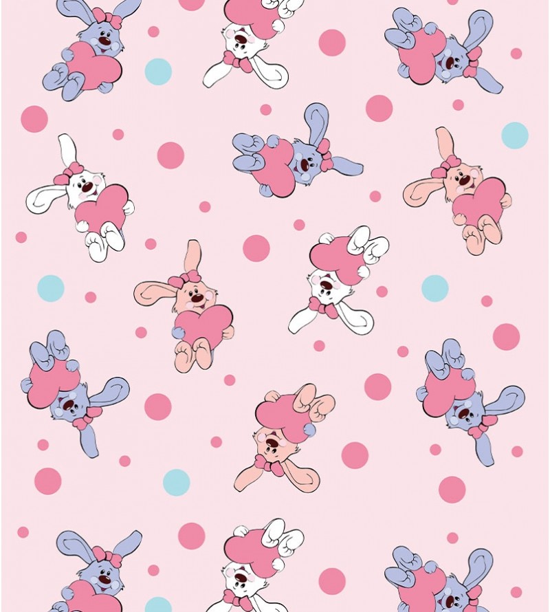 Papel De Parede Adesivo de coelhos coloridos com coração