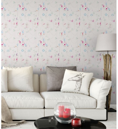 Papel De Parede Adesivo de passarinhos abstratos