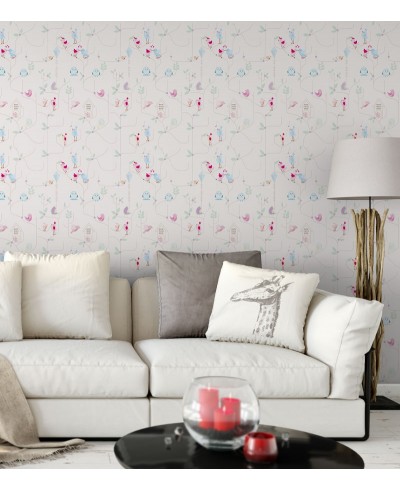 Papel De Parede Adesivo de passarinhos abstratos