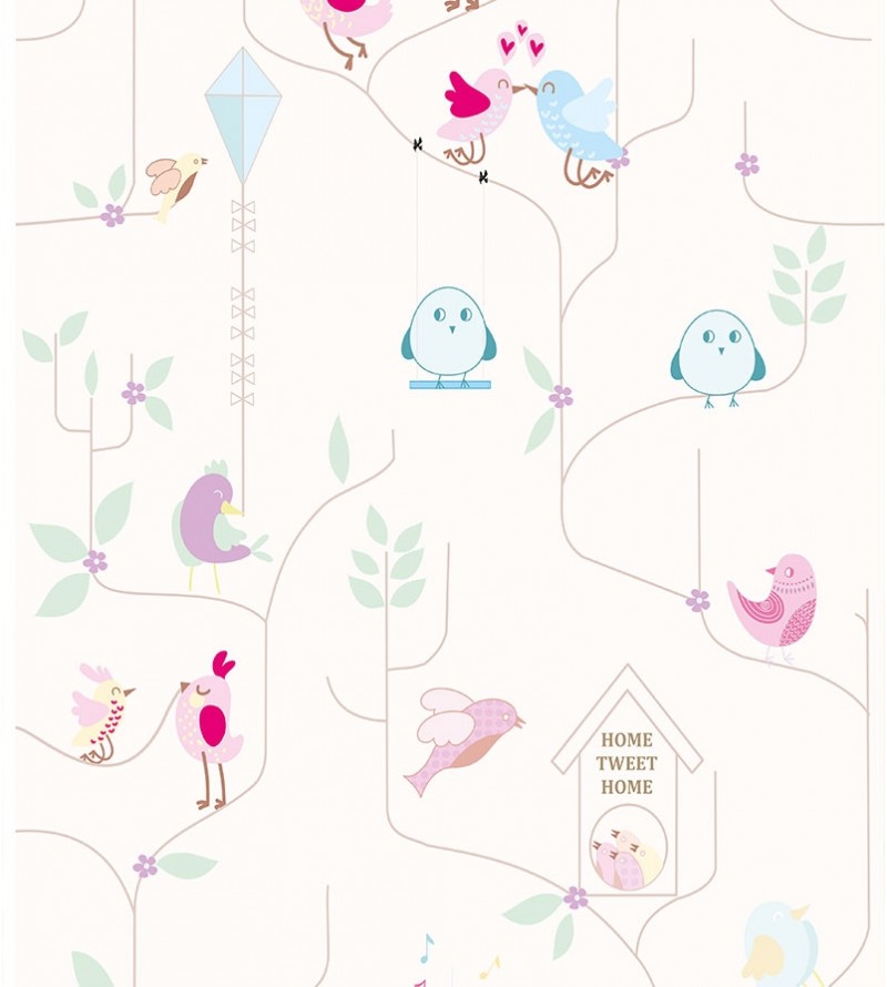 Papel De Parede Adesivo de passarinhos abstratos