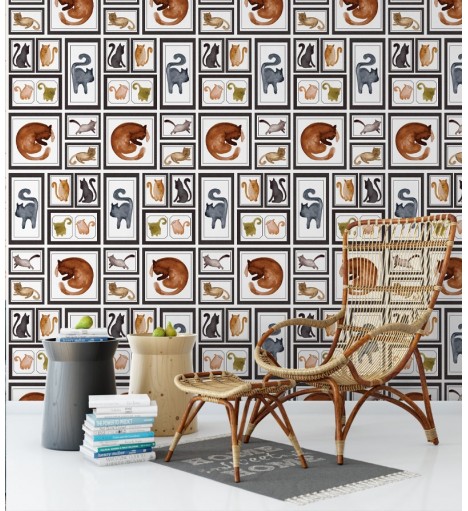 Papel De Parede Adesivo de Gatos Abstratos