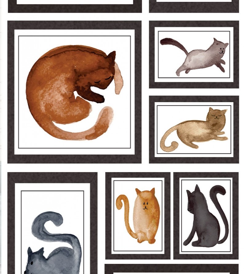 Papel De Parede Adesivo de Gatos Abstratos