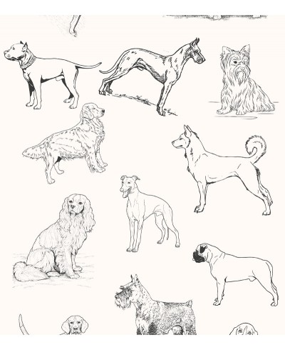 Papel De Parede Adesivo de Cachorros Preto e Branco Papel De Parede Adesivo de Cachorros Preto e Branco