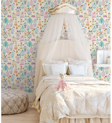 Papel De Parede Adesivo Gaiolas e Pássaros