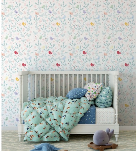 Papel De Parede Adesivo Passarinhos Delicados