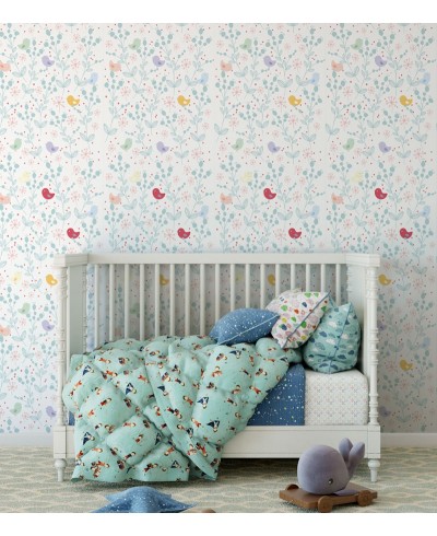 Papel De Parede Adesivo Passarinhos Delicados