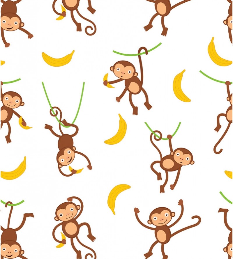 Papel De Parede Adesivo Infantil De Macacos