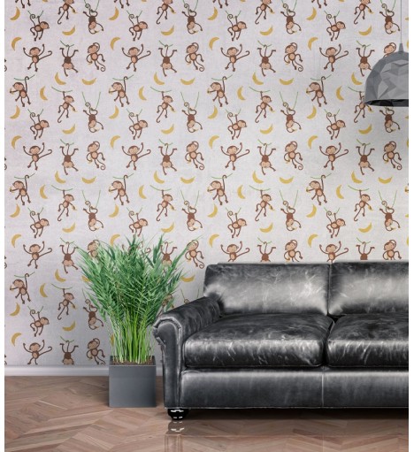 Papel De Parede Adesivo Infantil De Macacos