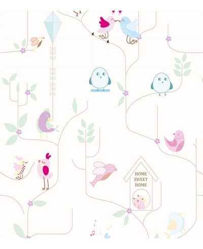 Papel De Parede Adesivo Pássaros Abstratos