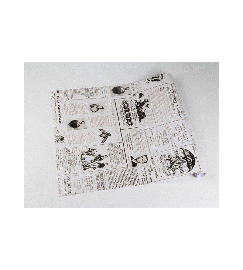 Papel de parede modelo jornal envelhecido, com escritas e desenhos em tons de cinza - Jornal 10