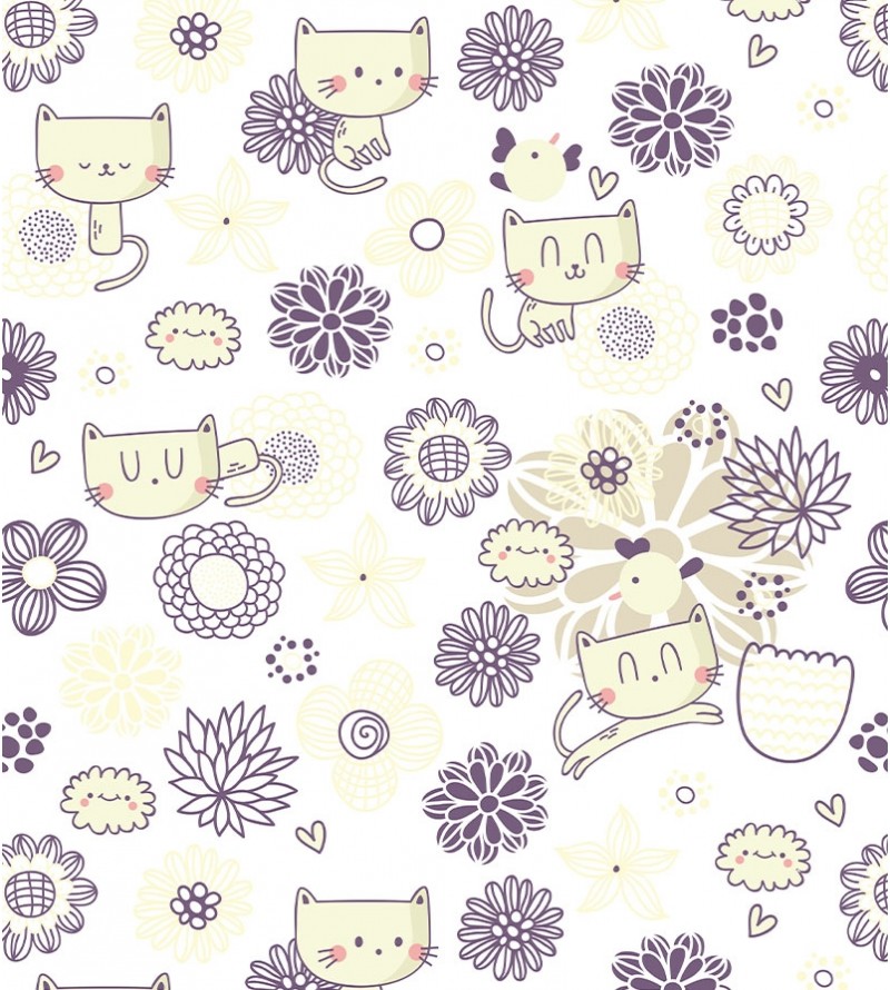 Papel De Parede Adesivo Gatinhos Abstratos