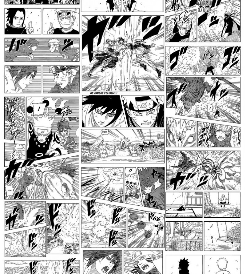 Papel De Parede Adesivo Naruto vs Sasuke mangá