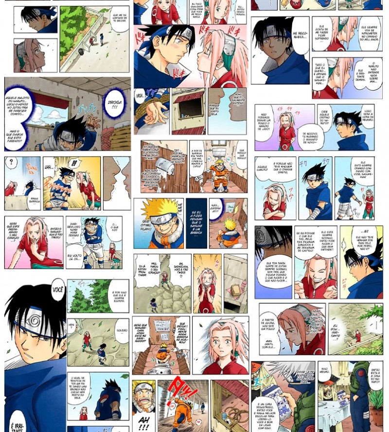 Papel De Parede Adesivo Mangá Naruto vs Sasuke Anime