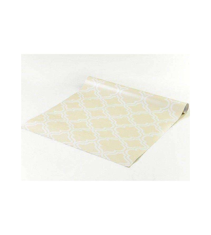 Papel de parede em tons bege e detalhes em branco - Geométrico 15