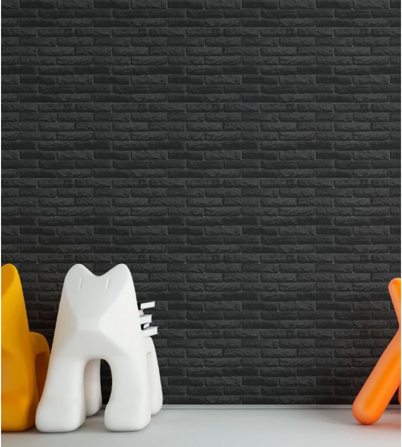 Papel De Parede Adesivo Tijolo Preto