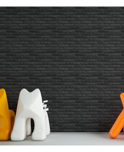 Papel De Parede Adesivo Tijolo Preto