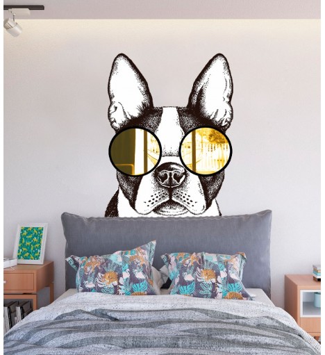 Foto Mural Decorativo de cachorro com óculos de acrílico